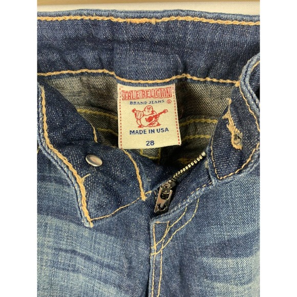 TRUE RELIGION Jeans STRETCH STRAIGHT W/ PAVE CRYSTAL on Front & back SIZE 28 - Picture 3 of 10